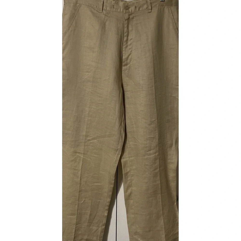 Godbody Collection Men's 100% Linen Straight Leg Pants in Beige Size 36x29